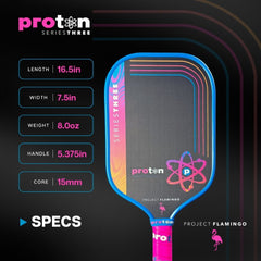 Pickleballsports Proton Series Three Pickleball Paddle - Project Flamingo