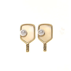 Pickleballsports Born to Rally Pickleball Pearl Stud Earrings