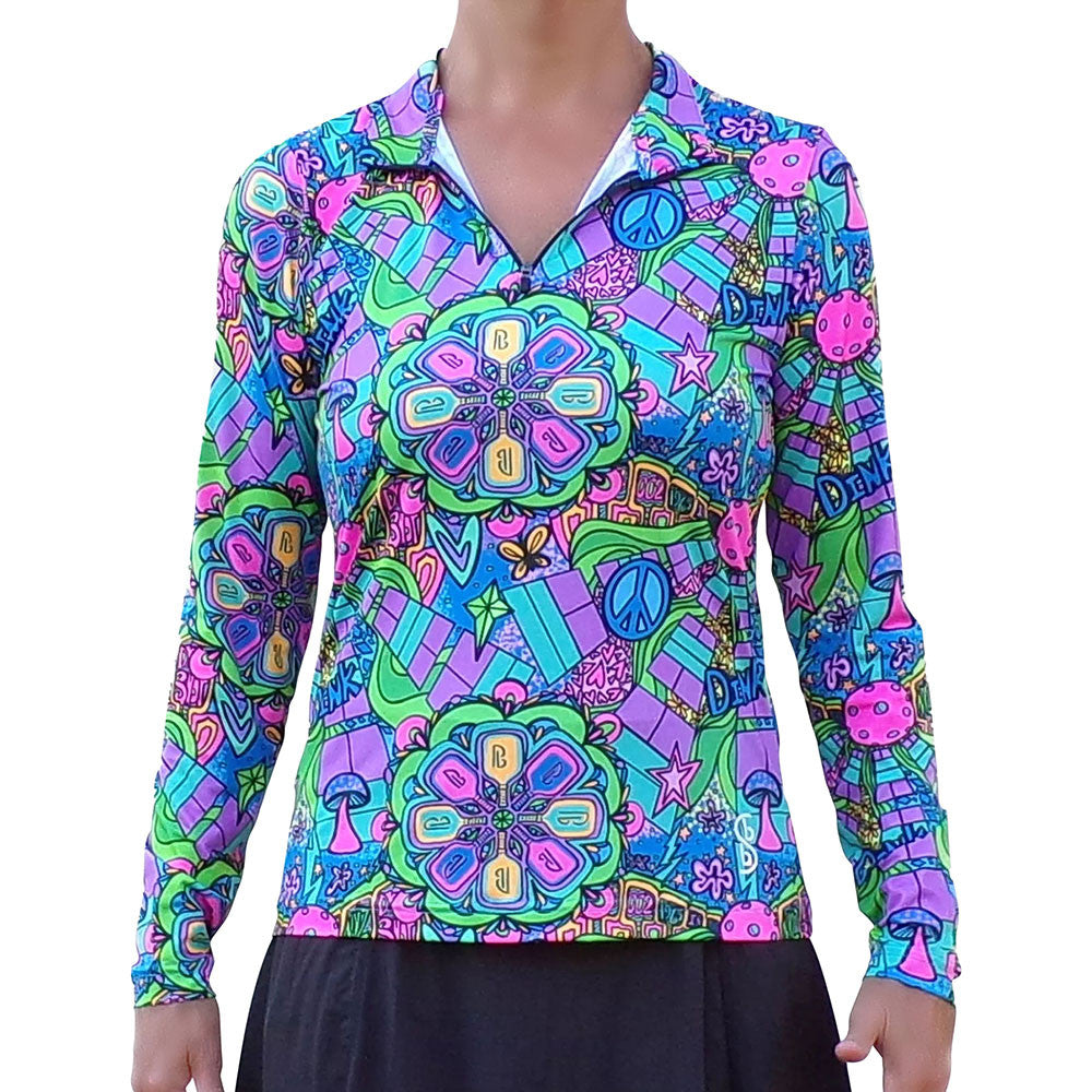 Pickleballsports Pickleball Bella Groovy Quarter Zip Long Sleeve Shirt