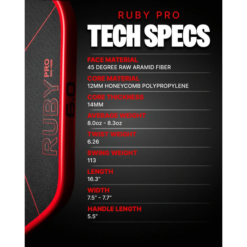 Pickleballsports Six Zero Ruby Pro Pickleball Paddle
