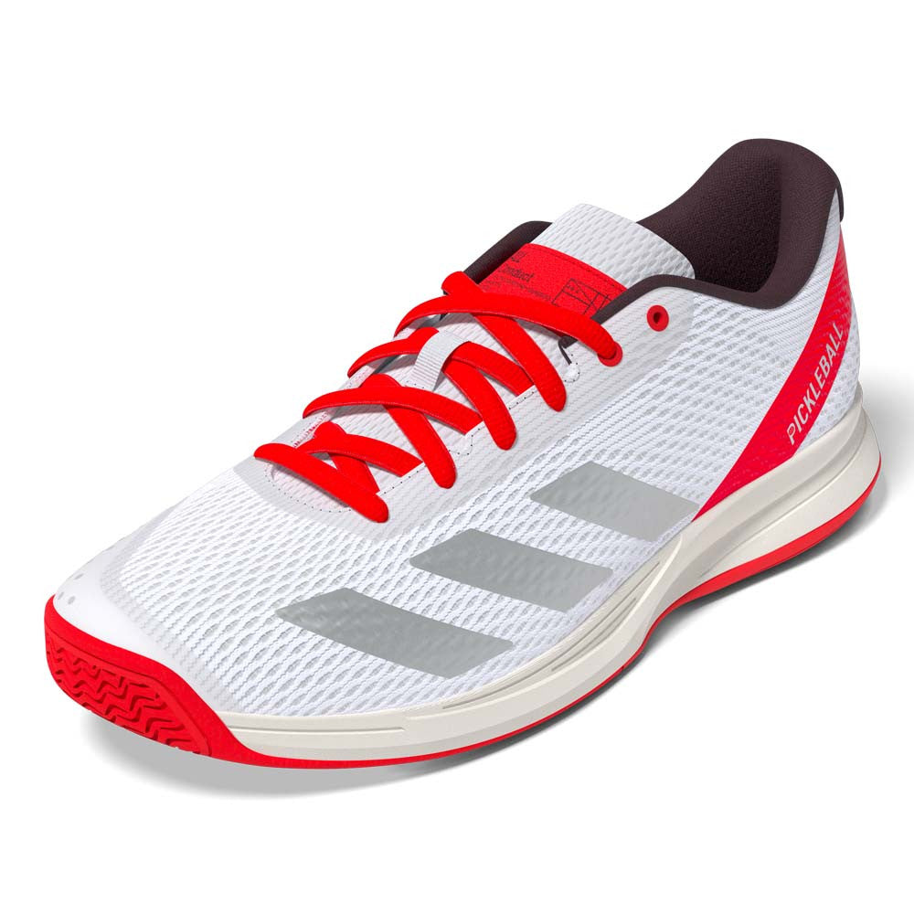 Pickleballsports adidas White/Silver/Red Courtflash  Pickleball Shoe