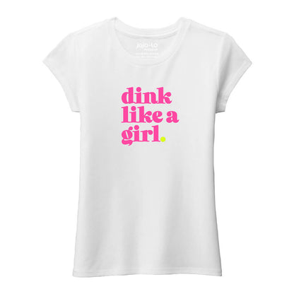 Pickleballsports jojo + lo Glitter Flake Dink Like a Girl Little Girl Crew Tee