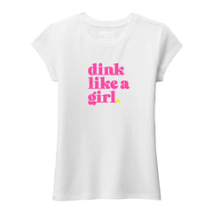 Pickleballsports jojo + lo Glitter Flake Dink Like a Girl Little Girl Crew Tee