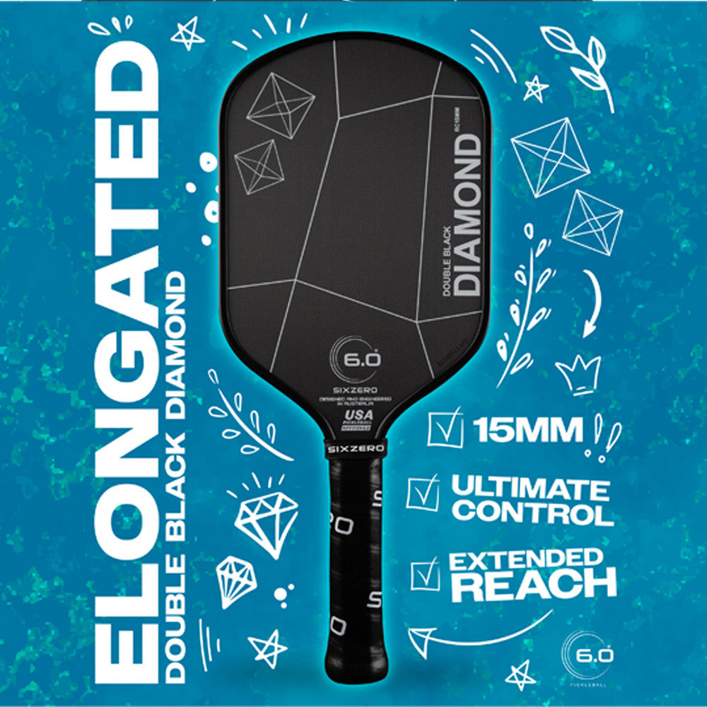 Pickleballsports Six Zero Double Black Diamond Elongated Pickleball Paddle