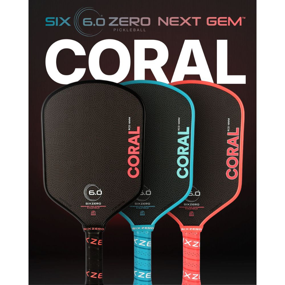 Pickleballsports Six Zero Coral 16mm Hybrid Pickleball Paddle
