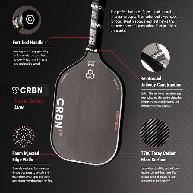Pickleballsports CRBN-2X Power Series Carbon Fiber Pickleball Paddle