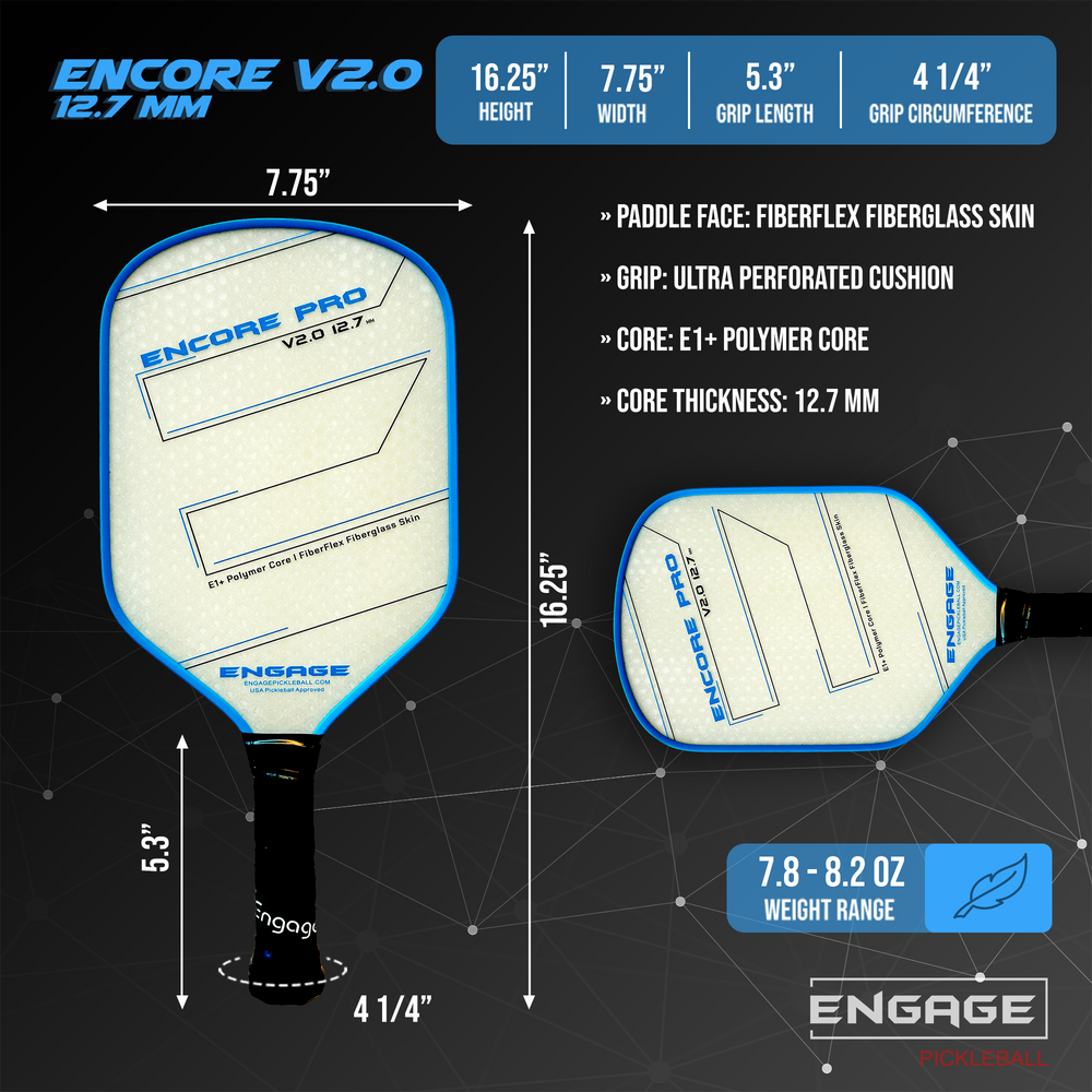 Pickleballsports Engage Encore Pro V2.0 12.7mm Pickleball Paddle