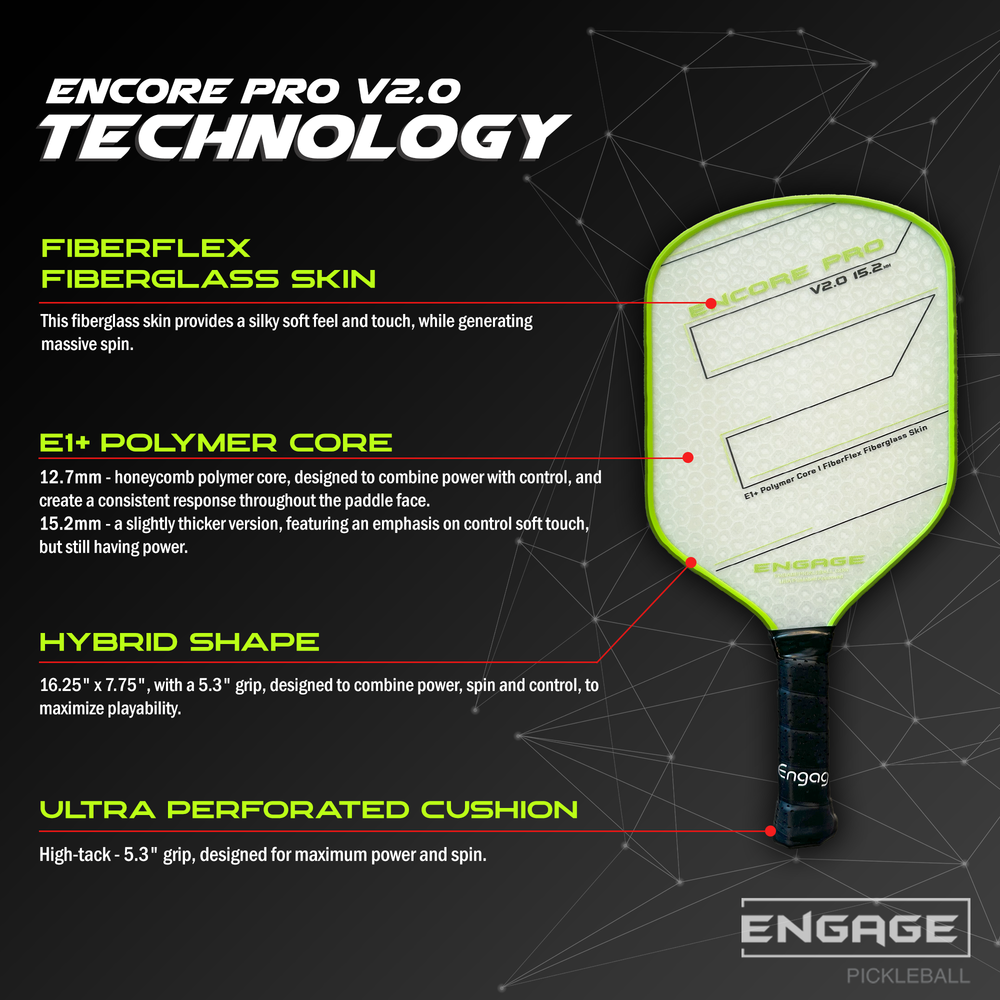 Pickleballsports Engage Encore Pro V2.0 15.2mm Pickleball Paddle