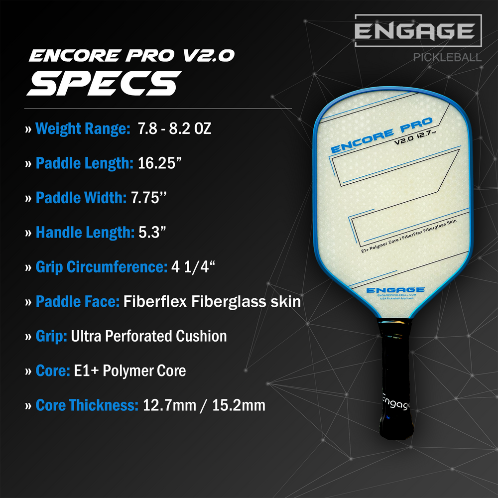 Pickleballsports Engage Encore Pro V2.0 15.2mm Pickleball Paddle