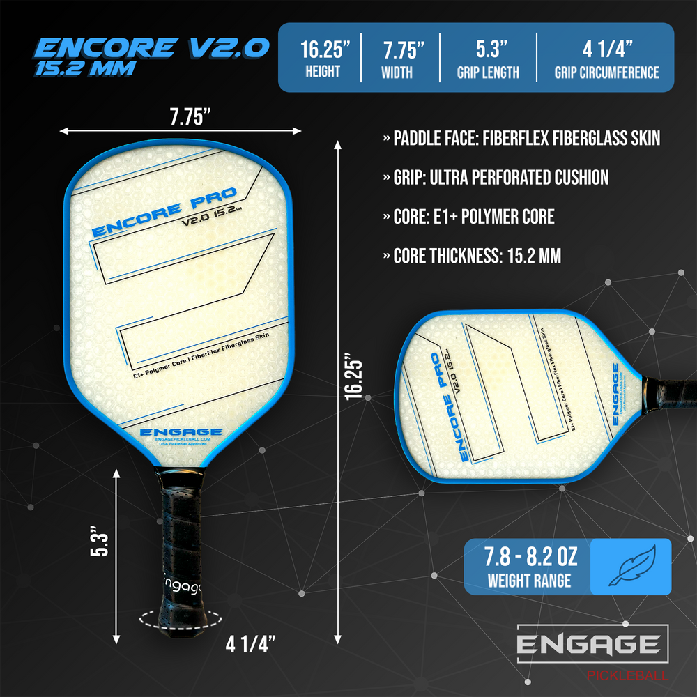 Pickleballsports Engage Encore Pro V2.0 15.2mm Pickleball Paddle
