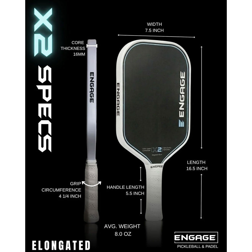 Pickleballsports Engage X2 Elongated 16mm Pickleball Paddle