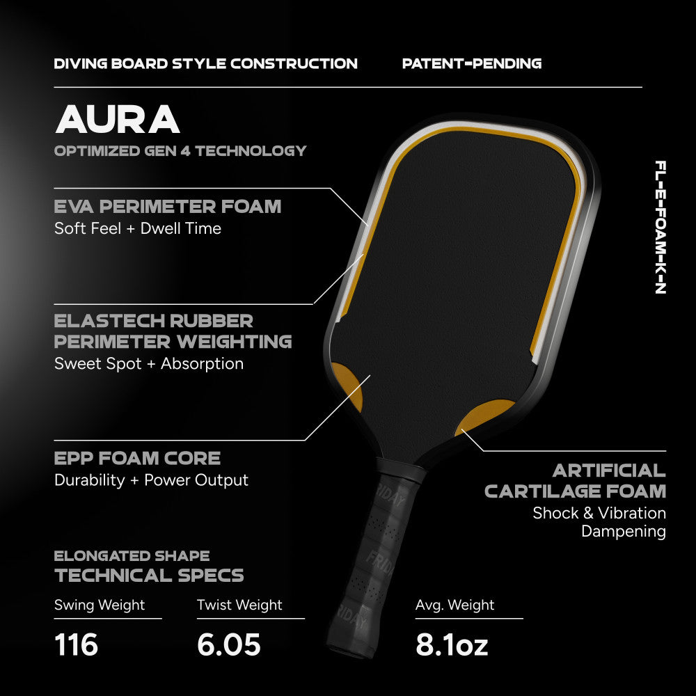 Pickleballsports FRIDAY Aura Elongated Pickleball Paddle