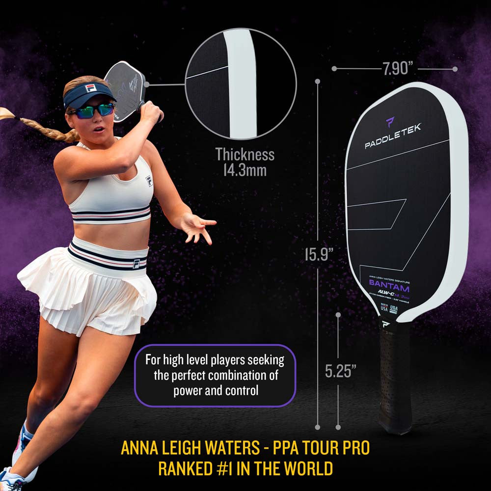 Pickleballsports Paddletek Bantam ALW-C Anna Leigh Waters Carbon 14.3mm Paddle