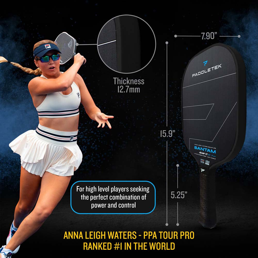 Pickleballsports Paddletek Bantam ALW-C Anna Leigh Waters Carbon 12.7mm Paddle