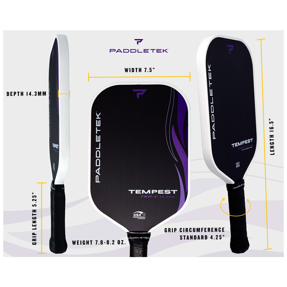 Pickleballsports Paddletek Tempest TKO-C 14.3mm Pickleball Paddle