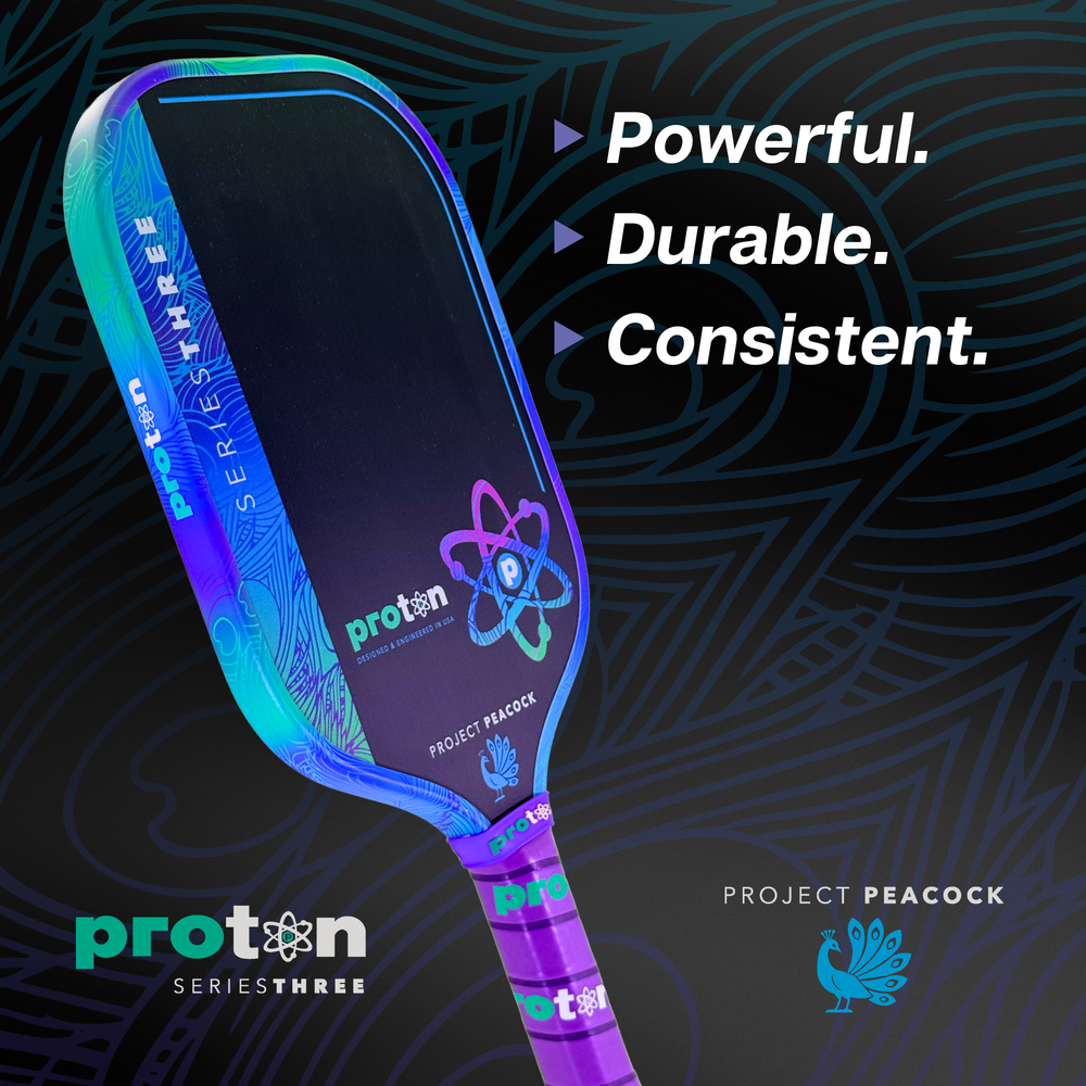 Pickleballsports Proton Series Three Project Peacock 15mm Widebody Pickleball Paddle