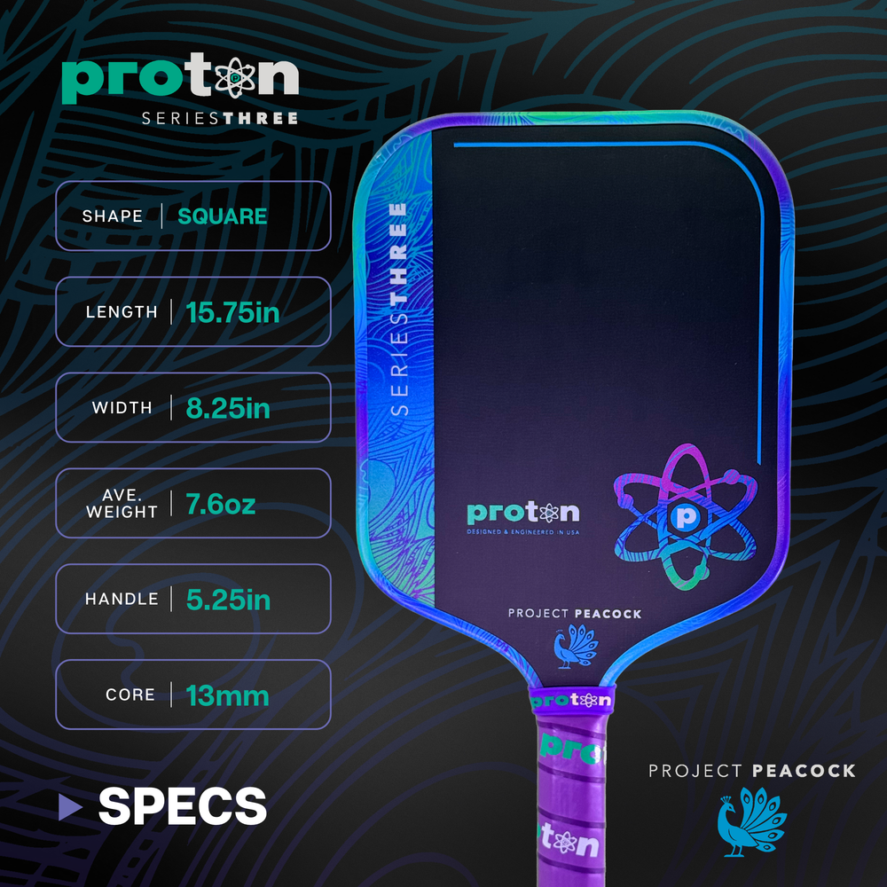 Pickleballsports Proton Series Three Project Peacock 13mm Widebody Pickleball Paddle