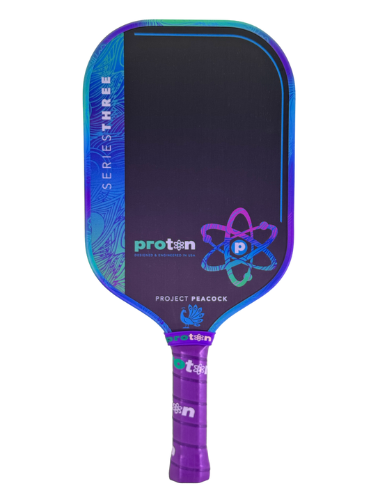 Pickleballsports Proton Series Three Project Peacock 13mm Elongated Pickleball Paddle