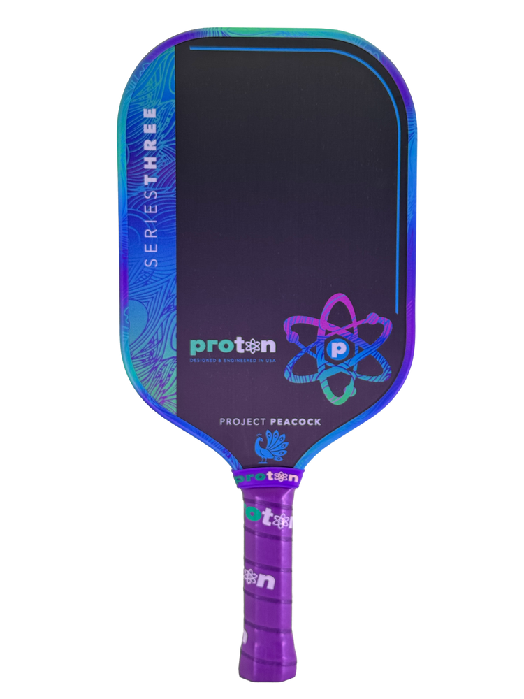 Pickleballsports Proton Series Three Project Peacock 13mm Elongated Pickleball Paddle