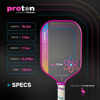 Pickleballsports Proton Series Three Project Peacock 13mm Pickleball Paddle
