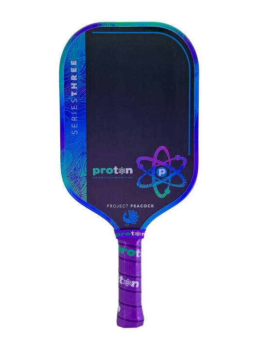 Pickleballsports Proton Series Three Project Peacock 15mm Elongated Pickleball Paddle