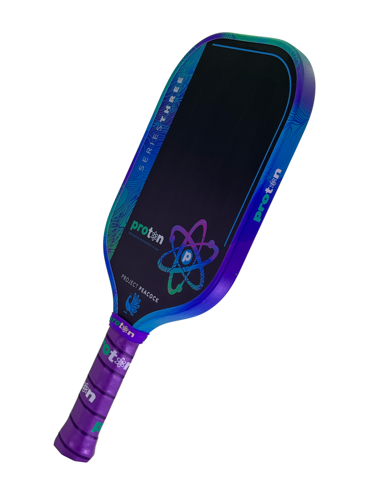 Pickleballsports Proton Series Three Project Peacock 15mm Elongated Pickleball Paddle