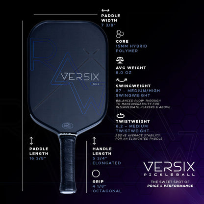 Pickleballsports VERSIX RAW 6C Carbon Fiber Pickleball Paddle