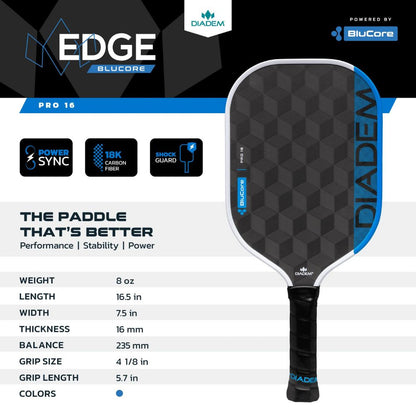 Pickleballsports Diadem Edge BluCore Pro 16mm Pickleball Paddle