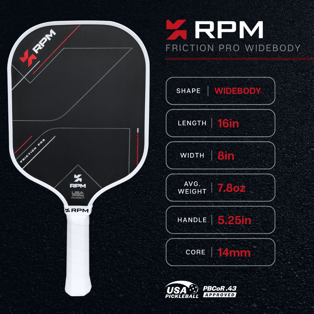 Pickleballsports RPM Friction Pro Widebody V1 Carbon Fiber Pickleball Paddle