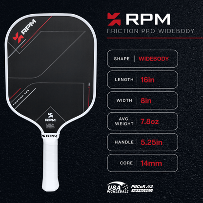 Pickleballsports RPM Friction Pro Widebody V1 Carbon Fiber Pickleball Paddle