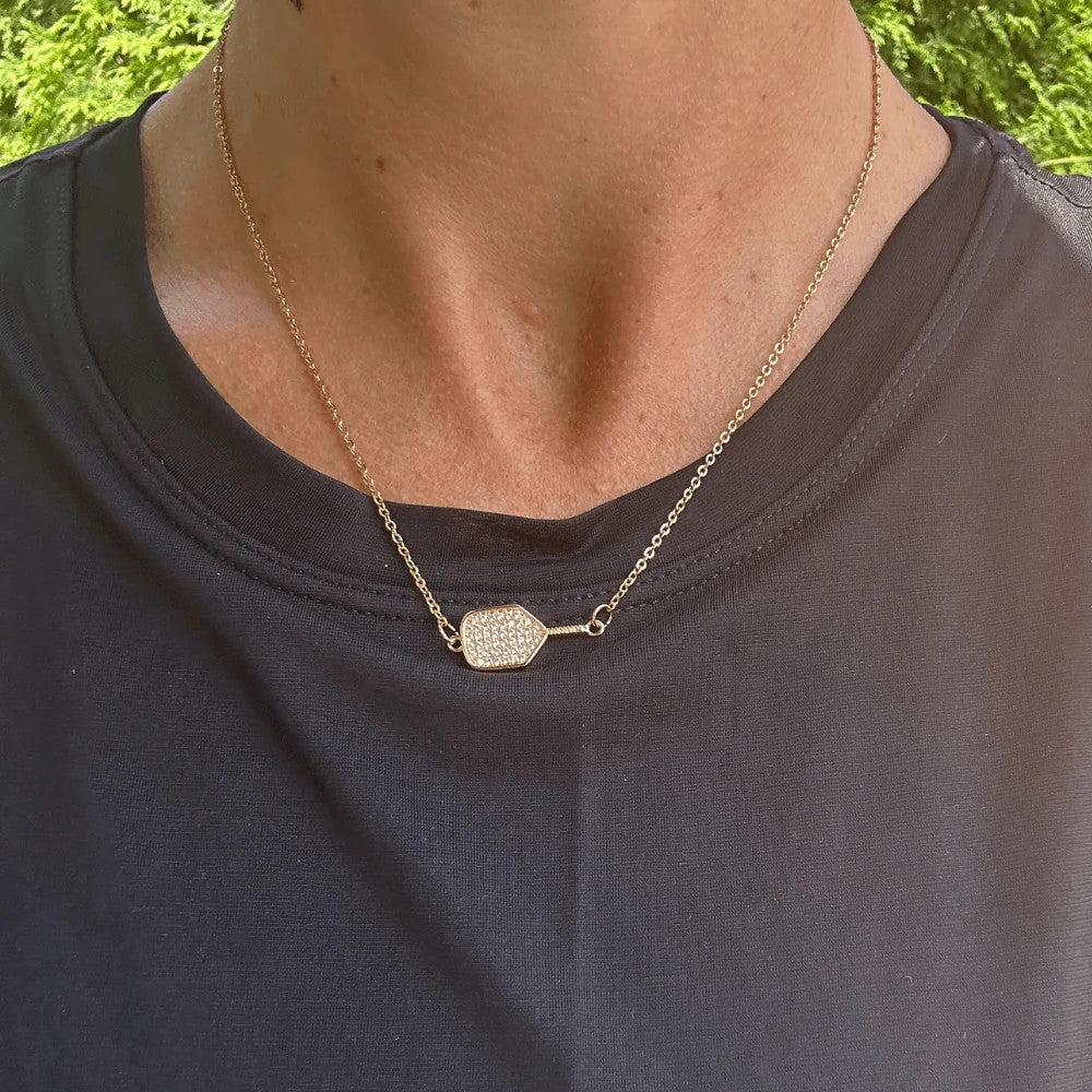 Pickleballsports Born to Rally Pickleball CZ Paddle Necklace