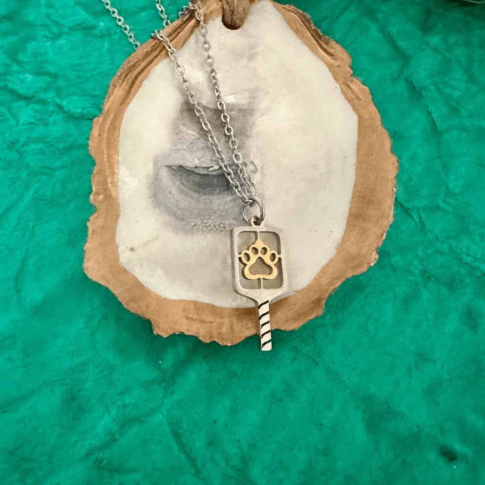 Pickleballsports Born to Rally Pickleball Paw Necklace