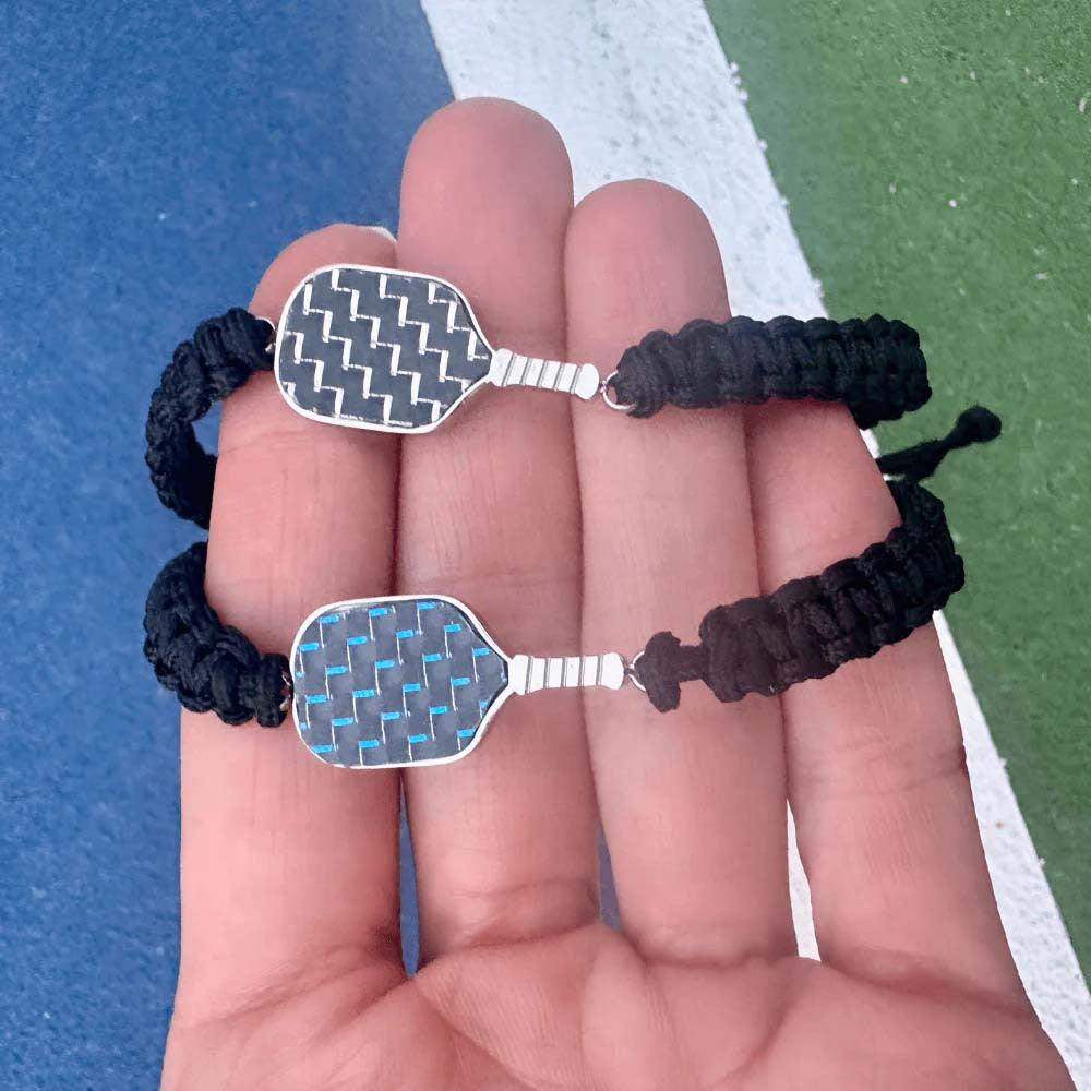 Pickleballsports Born to Rally Pickleball Stainless Steel Carbon Fiber Bracelet