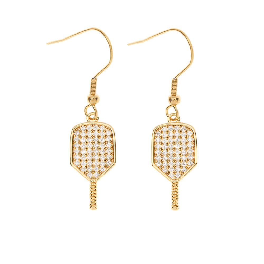 Pickleballsports Born to Rally Pickleball Paddle CZ Dangle Earrings