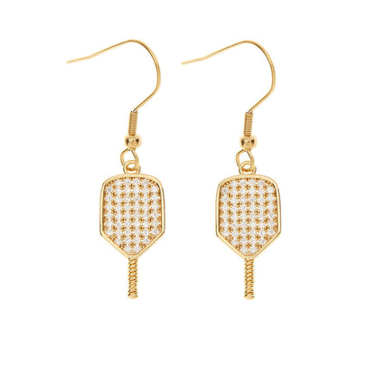 Pickleballsports Born to Rally Pickleball Paddle CZ Dangle Earrings