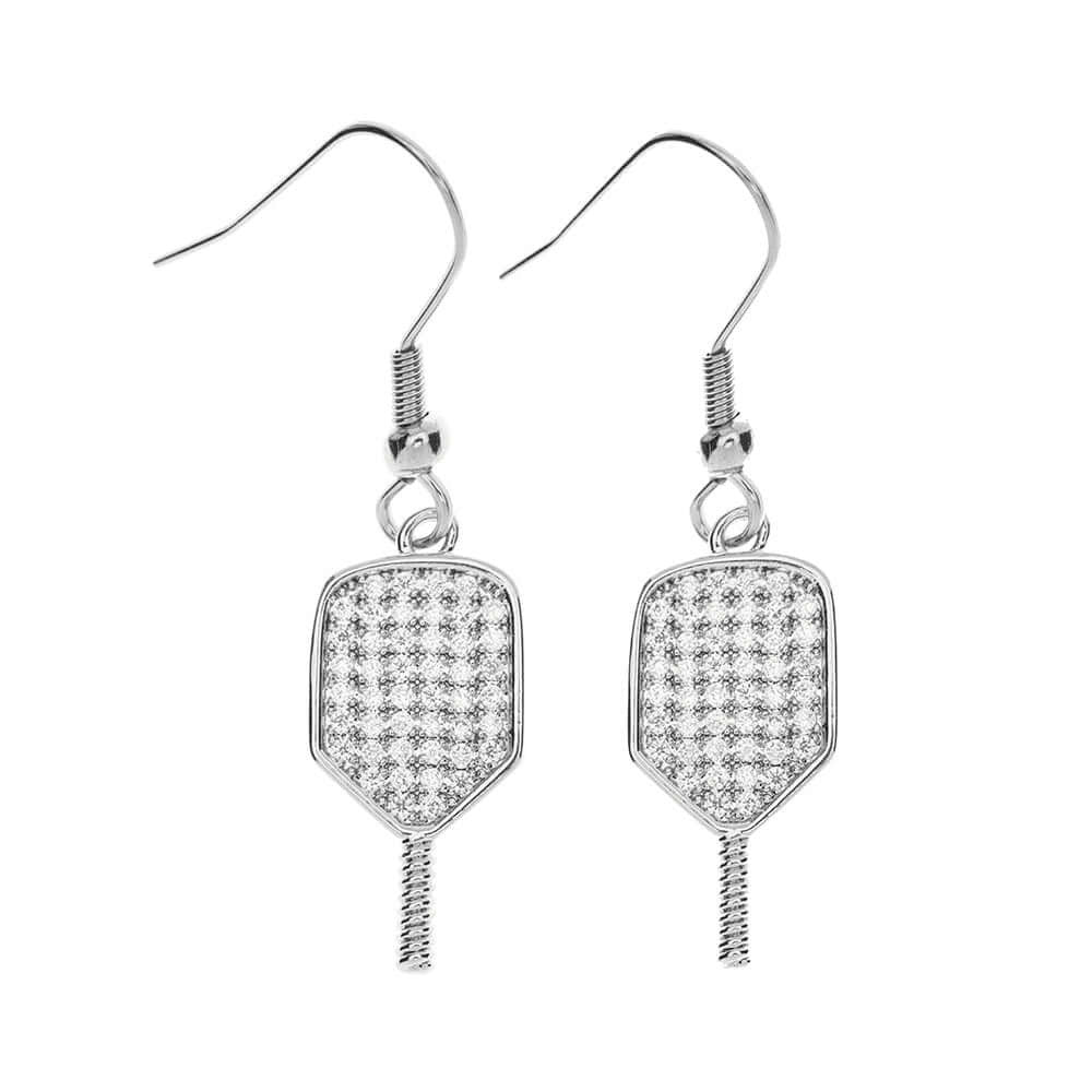Pickleballsports Born to Rally Pickleball Paddle CZ Dangle Earrings