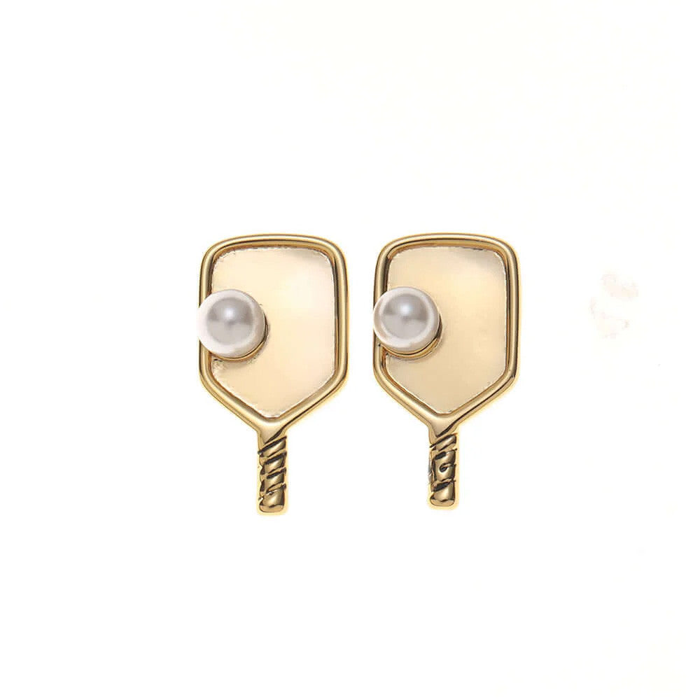 Pickleballsports Born to Rally Pickleball Pearl Stud Earrings