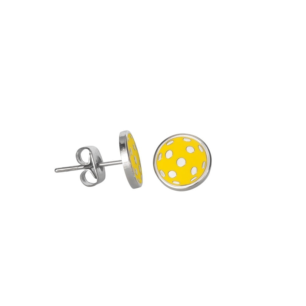 Pickleballsports Yellow Pickleball Ball Earrings Flat