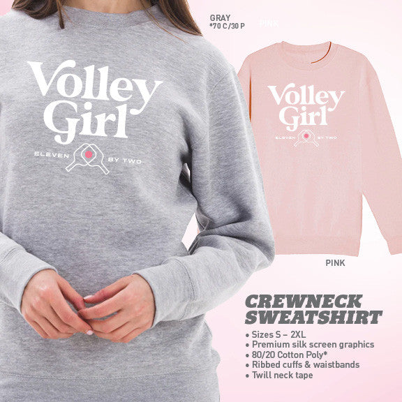 Pickleballsports ZER002 Volley Girl Crewneck Sweatshirt - Unisex