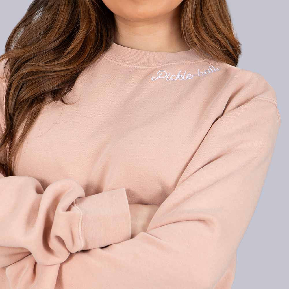 Pickleballsports Heritage Pickle-ball Embroidered Cursive Crew Neck Sweatshirt