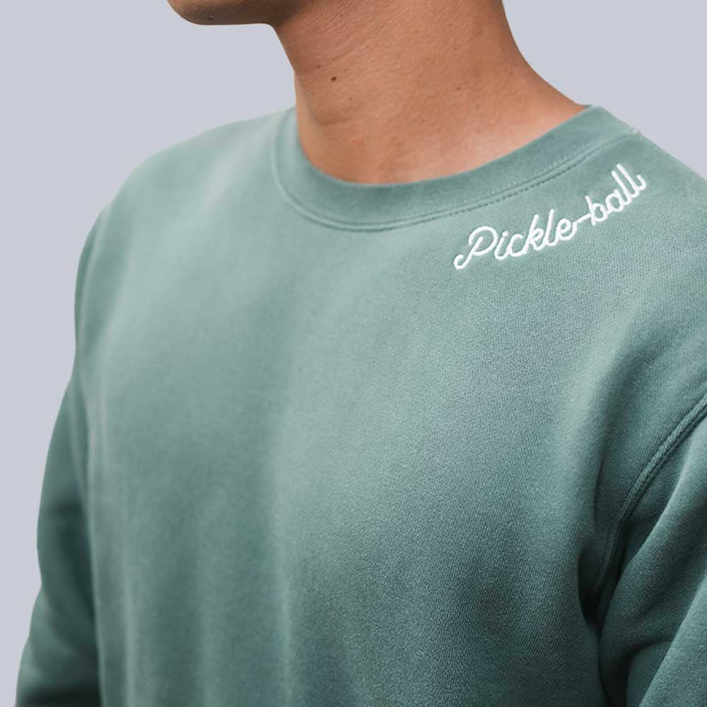 Pickleballsports Heritage Pickle-ball Embroidered Cursive Crew Neck Sweatshirt