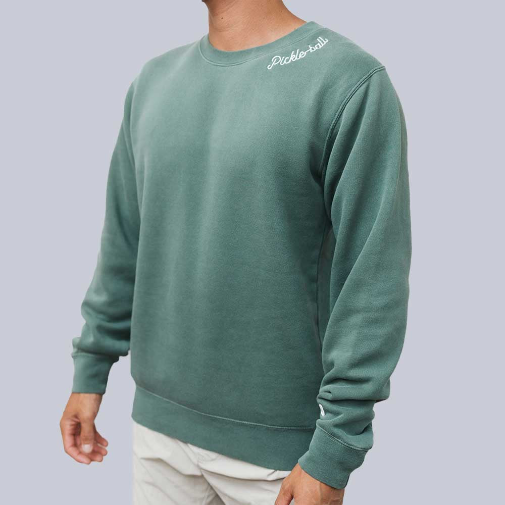 Pickleballsports Heritage Pickle-ball Embroidered Cursive Crew Neck Sweatshirt