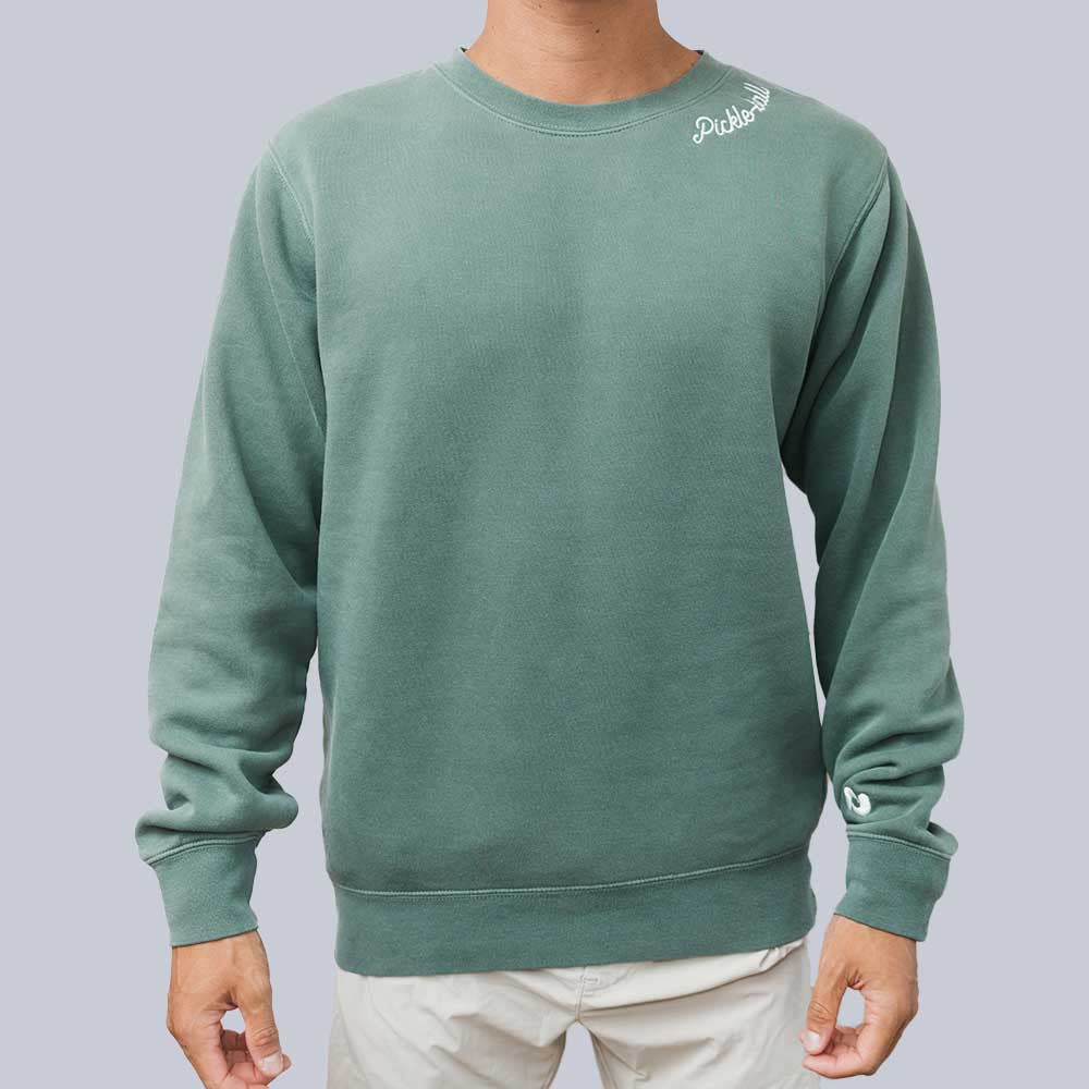 Pickleballsports Heritage Pickle-ball Embroidered Cursive Crew Neck Sweatshirt