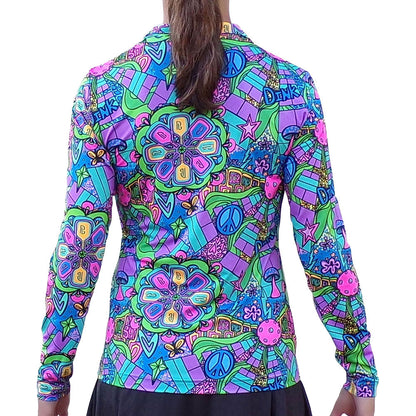 Pickleballsports Pickleball Bella  Groovy Quarter Zip Long Sleeve Shirt